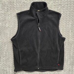 Woolrich Mens Size Large Fleece Vest Full Zip‎ Black Sleeveless Layering